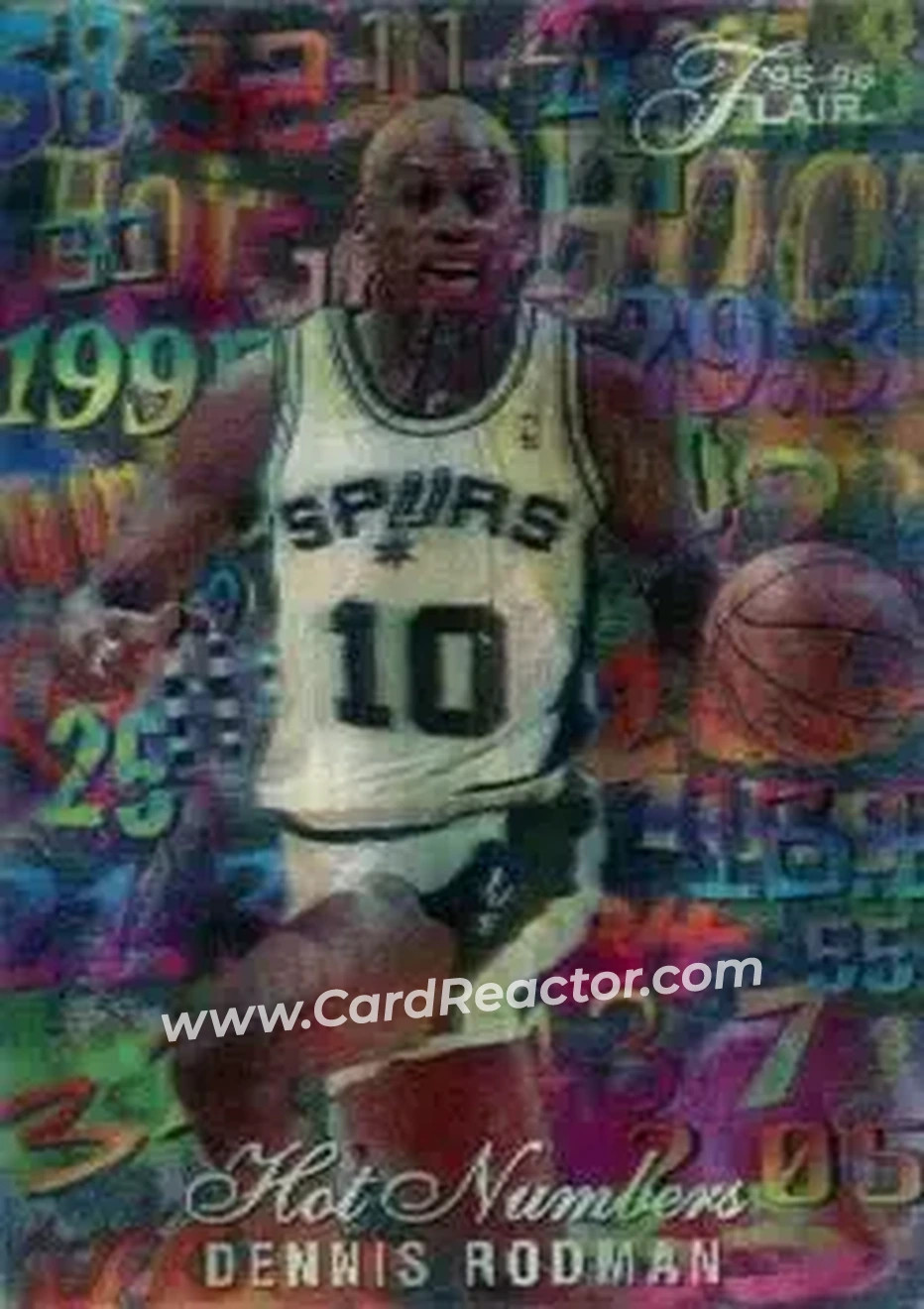 1995-96 Flair - Hot Numbers #13 - Dennis Rodman - San Antonio Spurs - Front