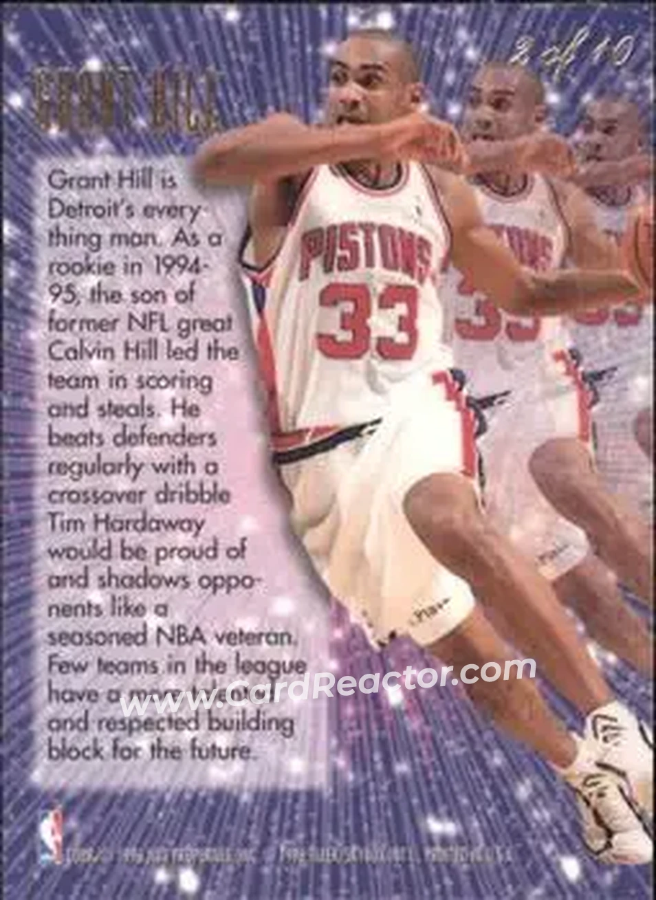 1995-96 Flair - New Heights #2 - Grant Hill - Detroit Pistons - Back
