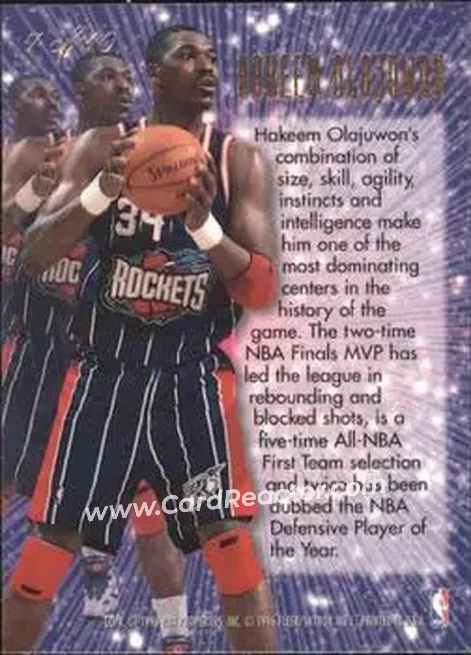 1995-96 Flair - New Heights #7 - Hakeem Olajuwon - Houston Rockets - Back