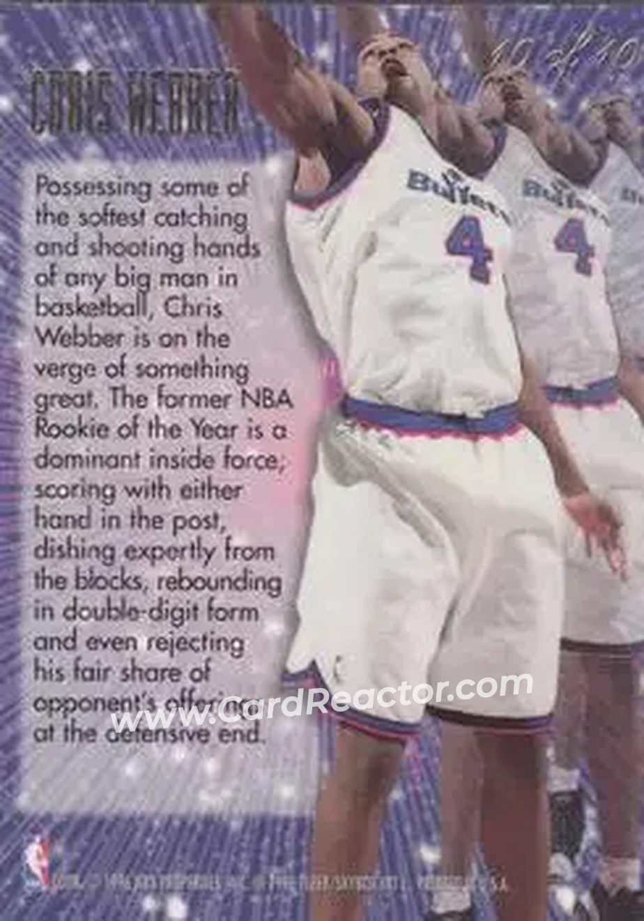 1995-96 Flair - New Heights #10 - Chris Webber - Washington Bullets - Back