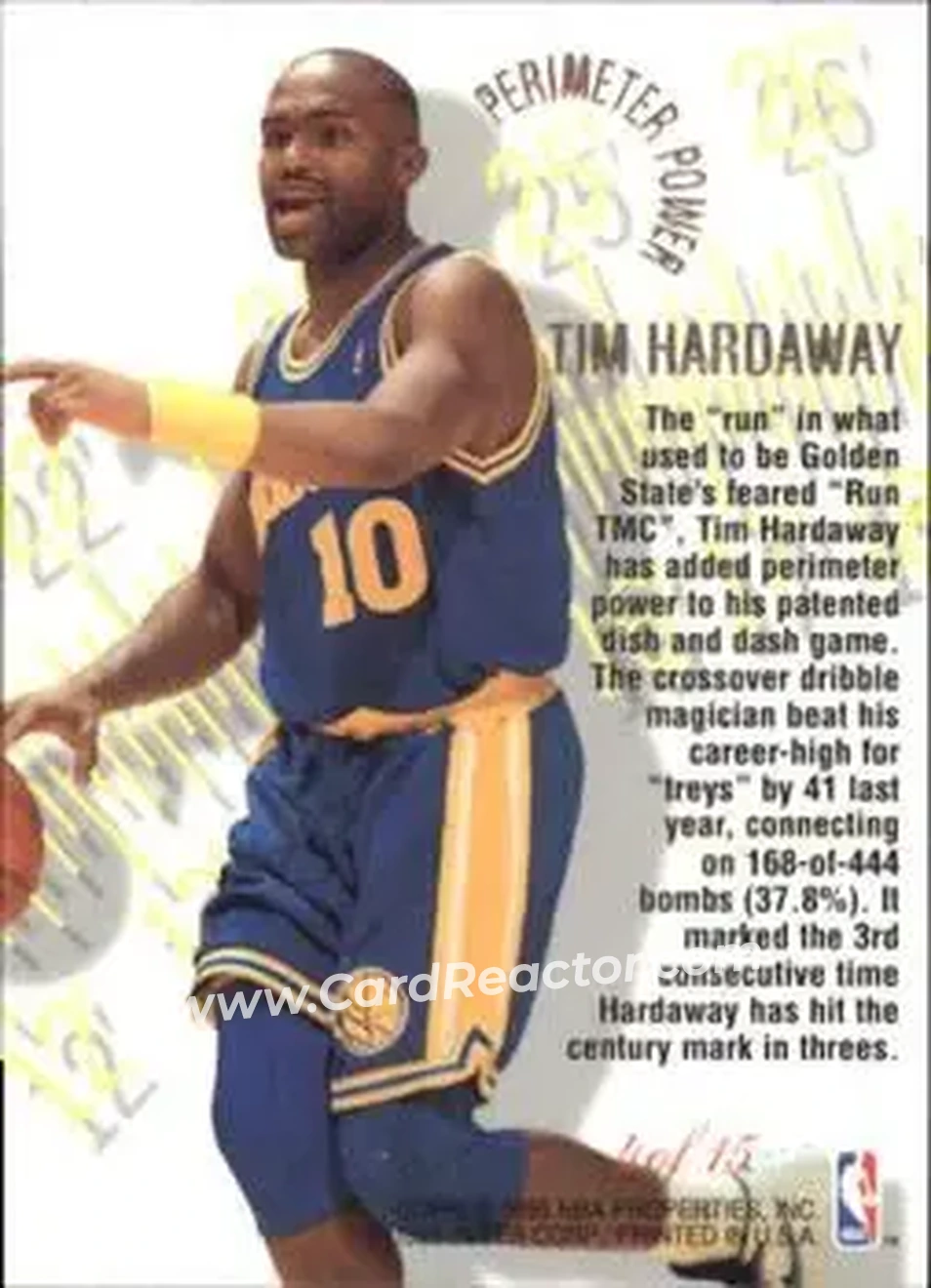 1995-96 Flair - Perimeter Power #4 - Tim Hardaway - Golden State Warriors - Back