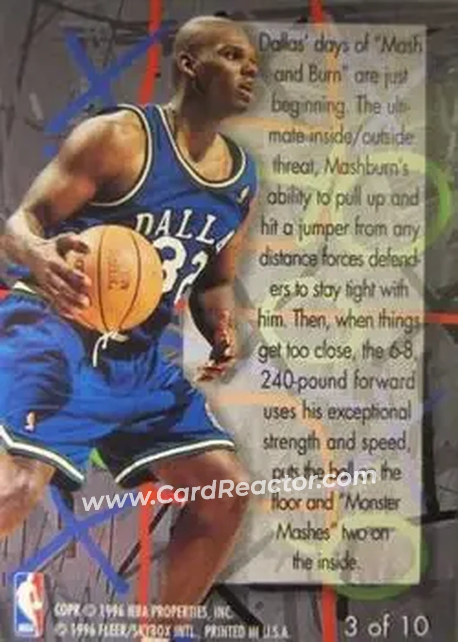 1995-96 Flair - Play Makers #3 - Jamal Mashburn - Dallas Mavericks - Back