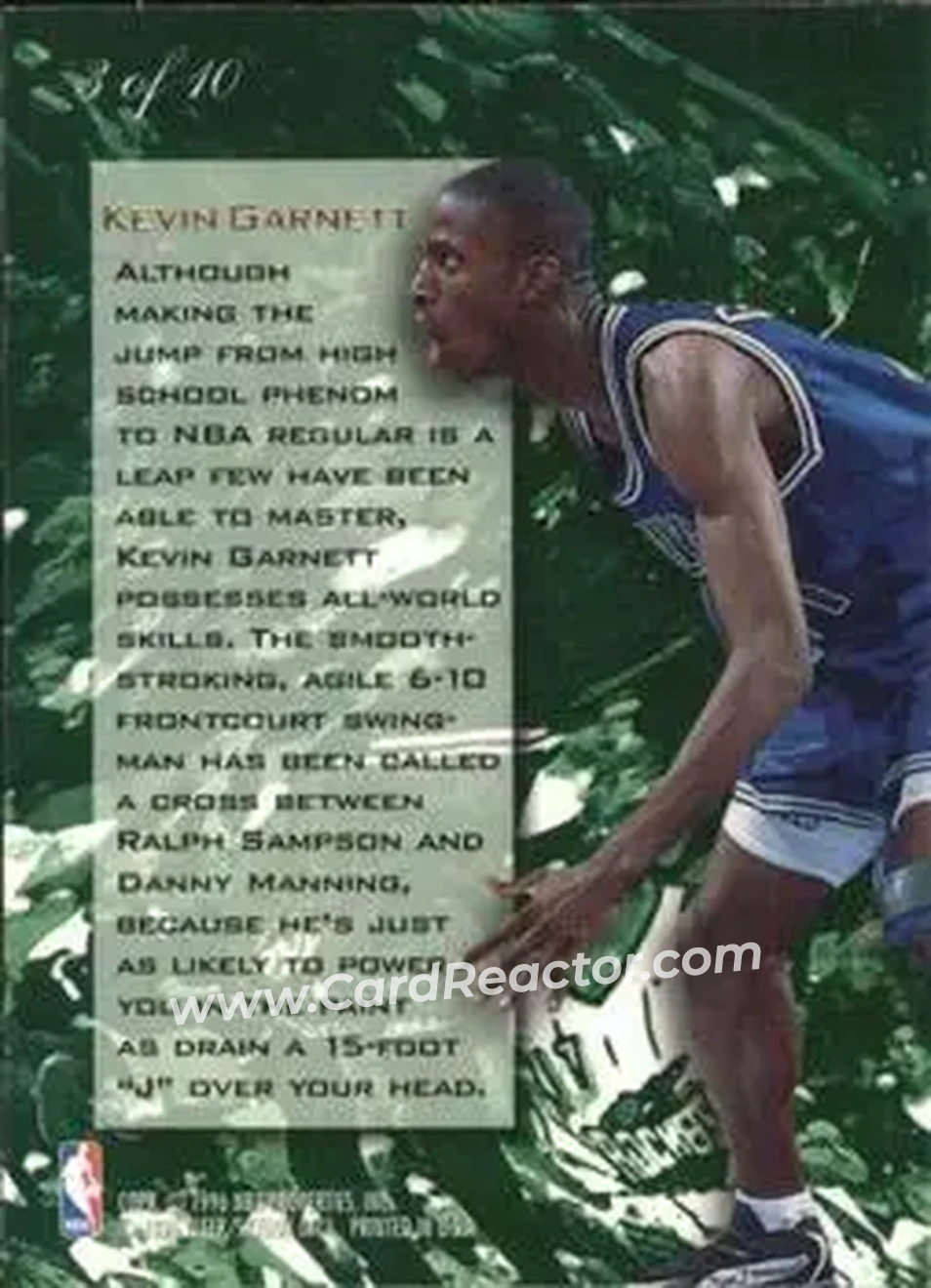1995-96 Flair - Wave of the Future #3 - Kevin Garnett - Minnesota Timberwolves - Back