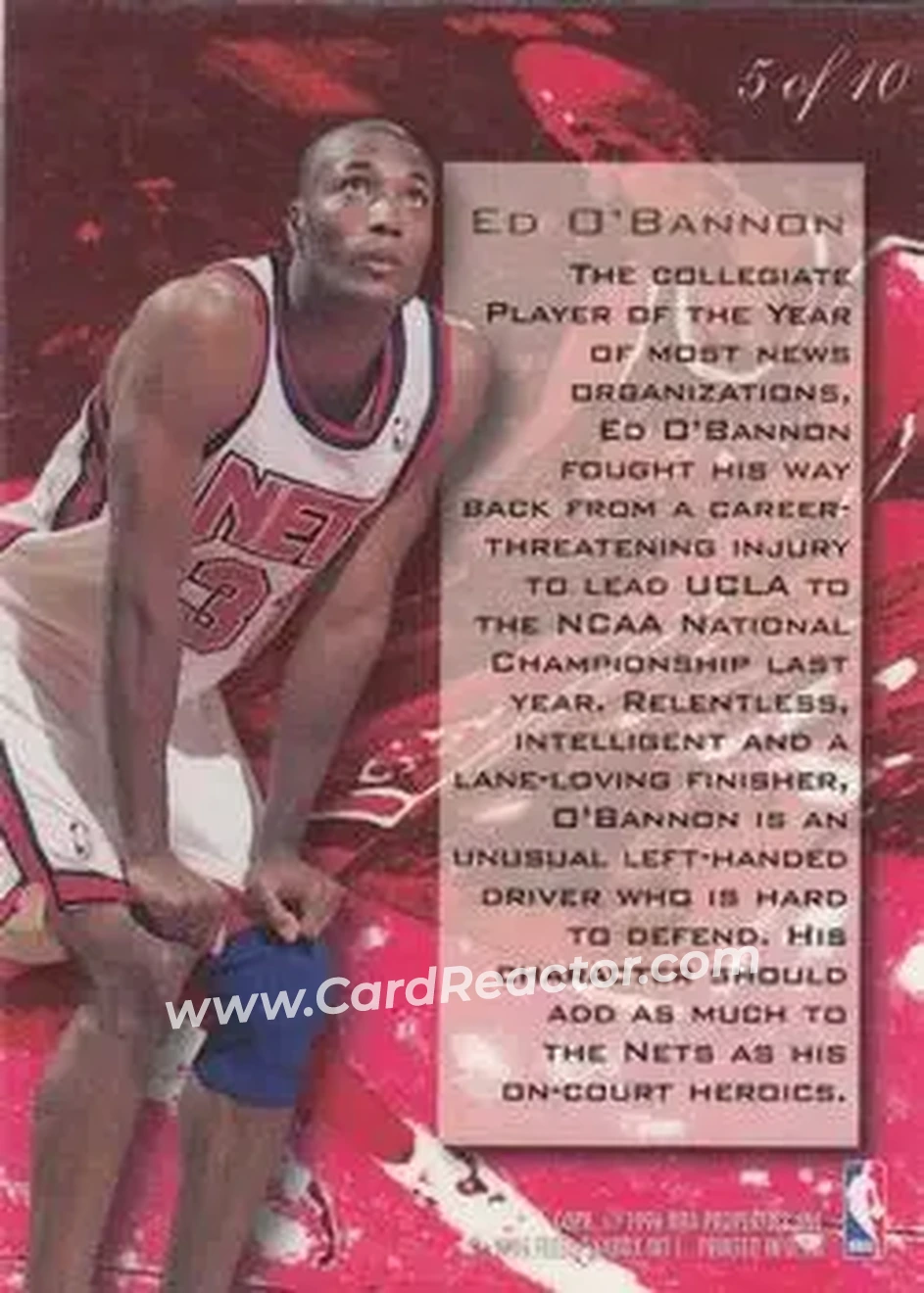1995-96 Flair - Wave of the Future #5 - Ed O'Bannon - New Jersey Nets - Back