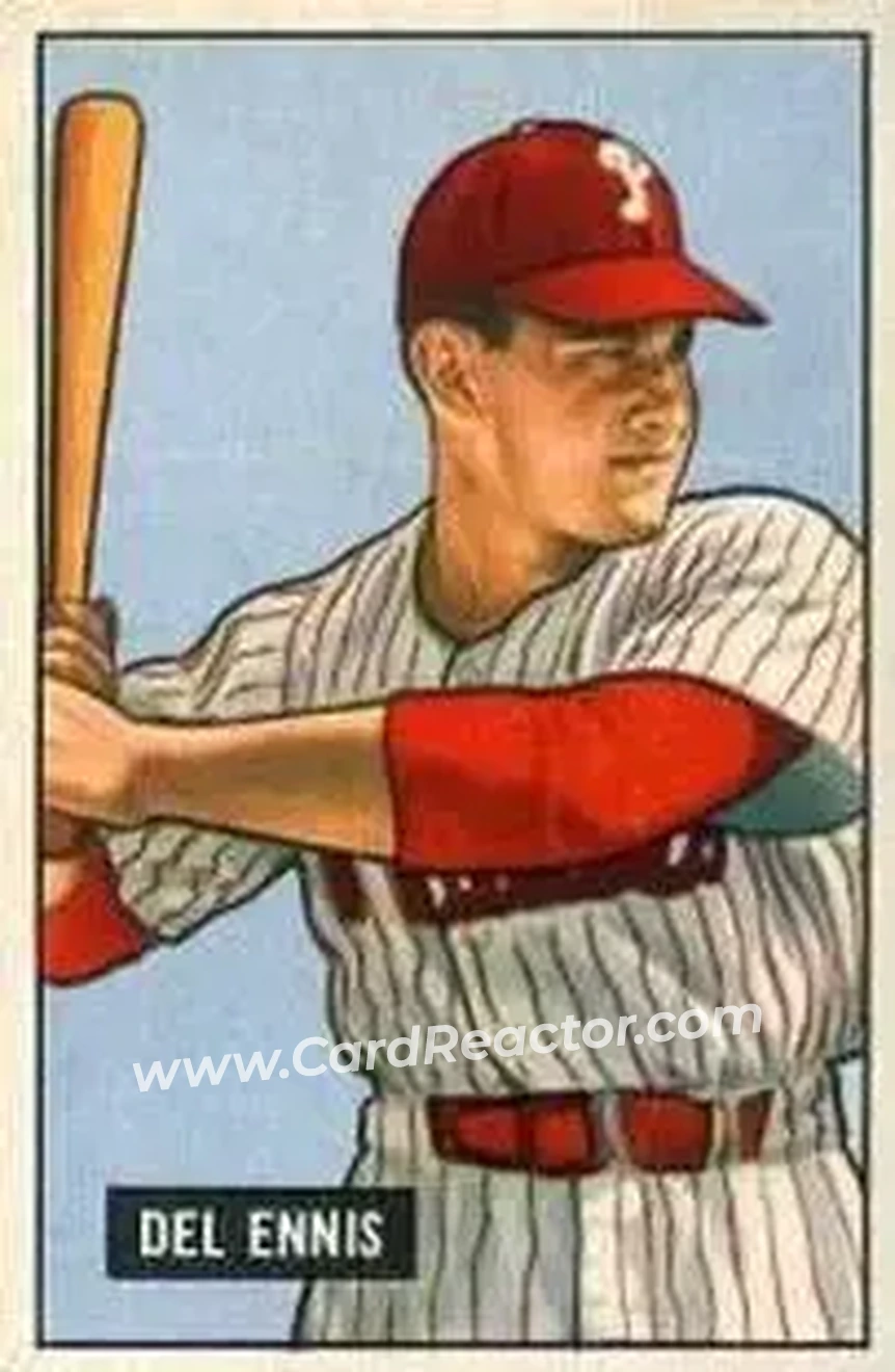 1951 Bowman #4 - Del Ennis - Philadelphia Phillies - Front 1951 Bowman #4 - Del Ennis - Philadelphia Phillies - Front