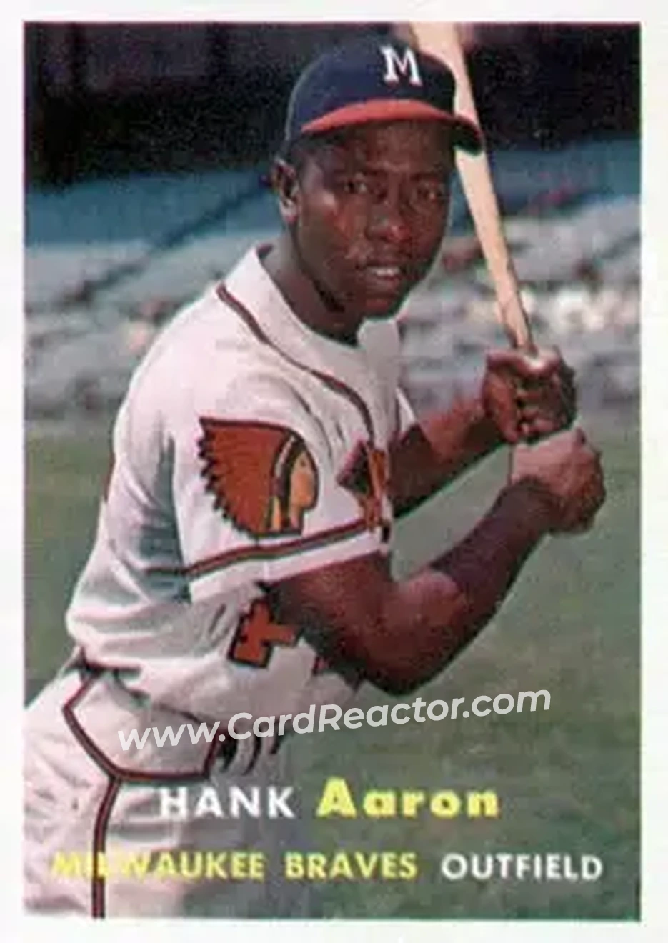 1957 Topps #20 - Hank Aaron - Milwaukee Braves - Front