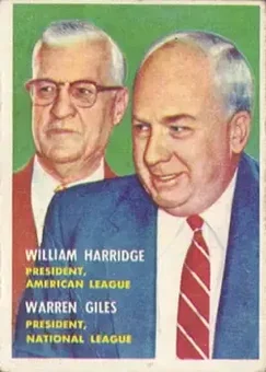 1957 Topps #100 - Warren Giles & Will Harridge