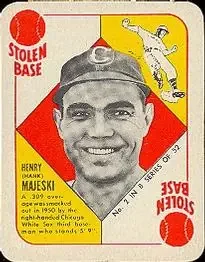 1951 Topps Blue Backs #2 - Hank Majeski - Chicago White Sox
