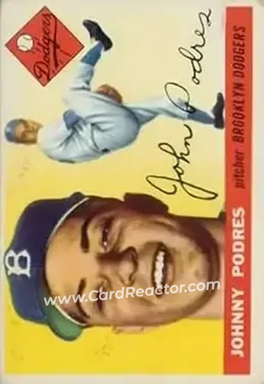1955 Topps #25 - Johnny Podres - Brooklyn Dodgers - Front