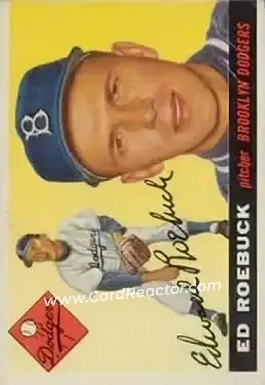 1955 Topps #195 - Ed Roebuck - Brooklyn Dodgers - Front 1955 Topps #195 - Ed Roebuck - Brooklyn Dodgers - Front