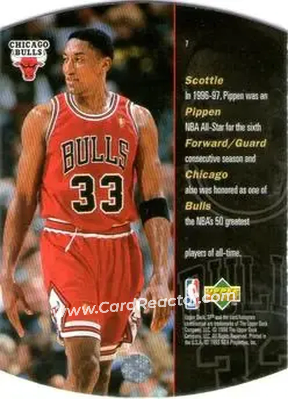 1997-98 SPx Basketball - Gold #7 - Scottie Pippen - Chicago Bulls - Back