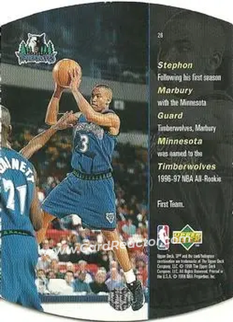 1997-98 SPx Basketball - Gold #26 - Stephon Marbury - Minnesota Timberwolves - Back