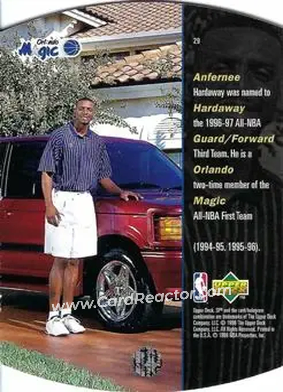 1997-98 SPx Basketball - Gold #29 - Anfernee Hardaway - Orlando Magic - Back