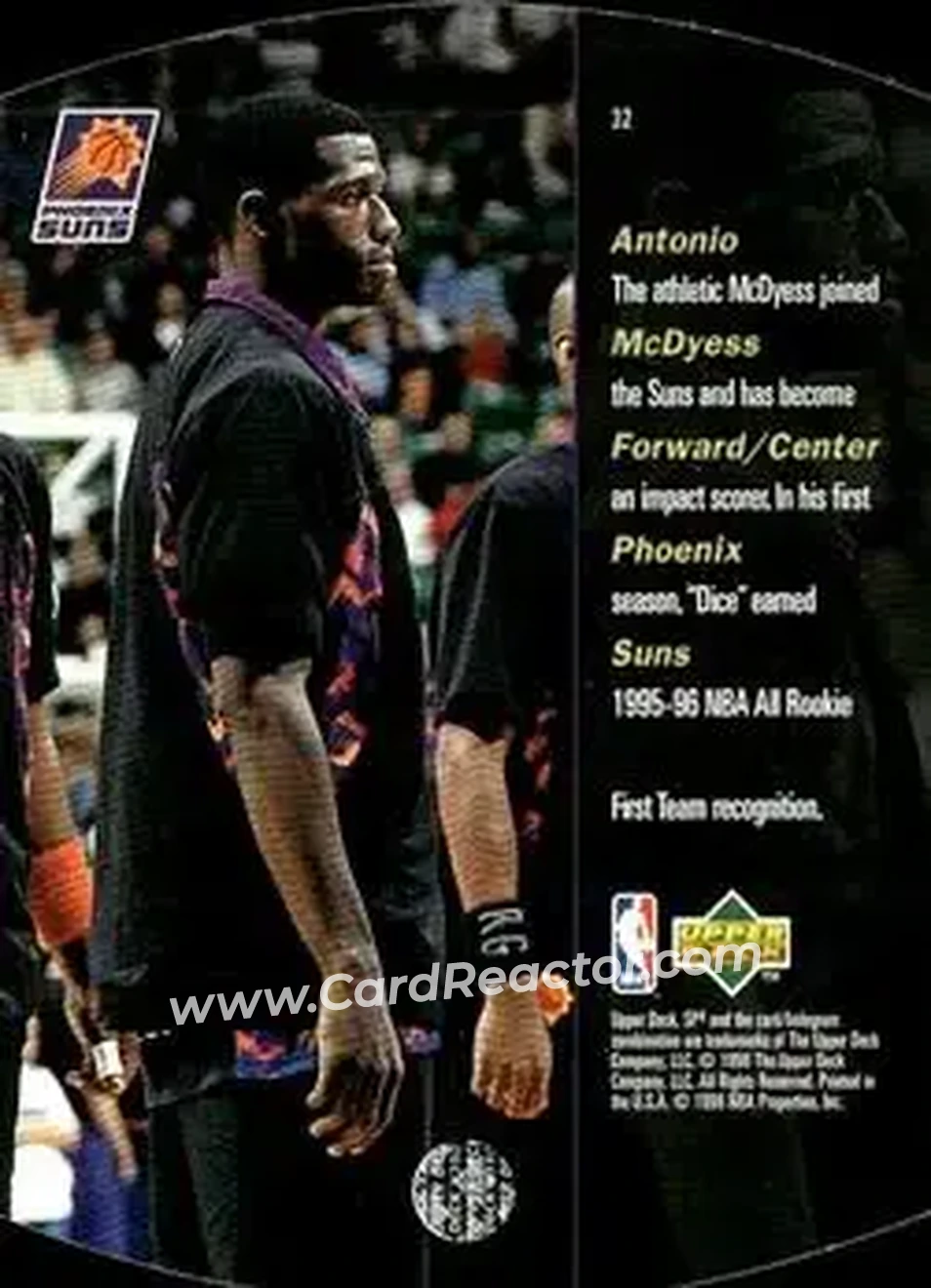 1997-98 SPx Basketball - Gold #32 - Antonio McDyess - Phoenix Suns - Back 1997-98 SPx Basketball - Gold #32 - Antonio McDyess - Phoenix Suns - Back