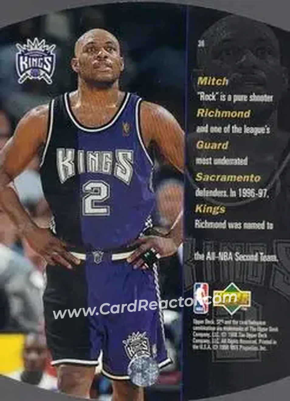 1997-98 SPx Basketball - Gold #36 - Mitch Richmond - Sacramento Kings - Back
