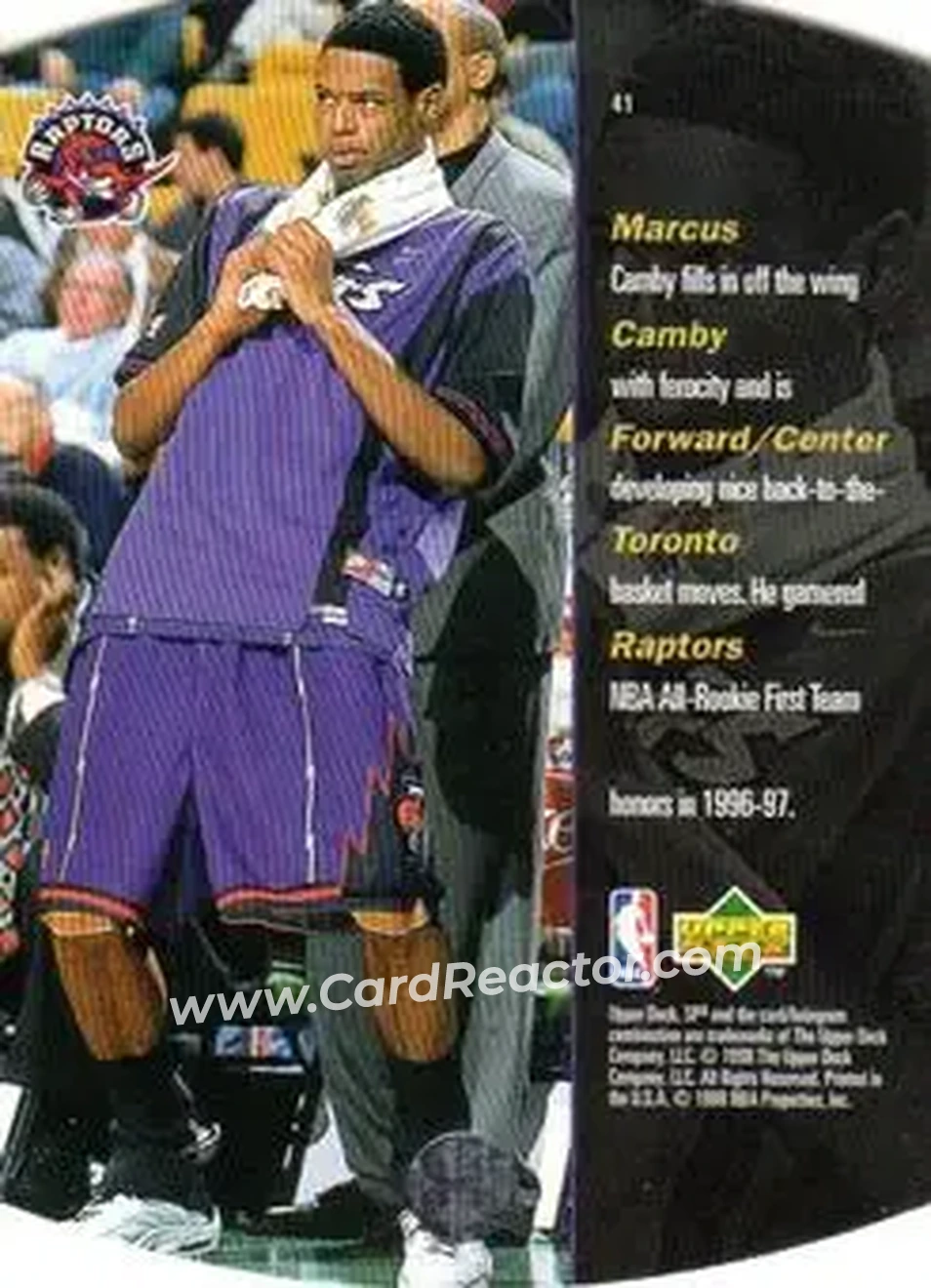 1997-98 SPx Basketball - Gold #41 - Marcus Camby - Toronto Raptors - Back