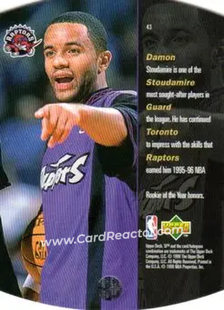 1997-98 SPx Basketball - Gold #43 - Damon Stoudamire - Toronto Raptors - Back
