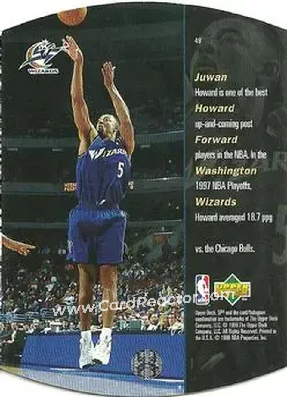 1997-98 SPx Basketball - Gold #49 - Juwan Howard - Washington Wizards - Back