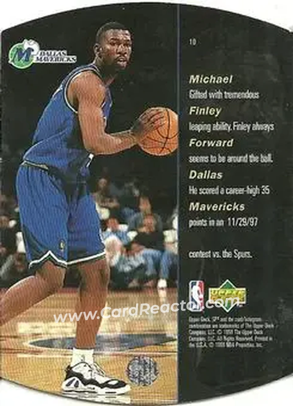 1997-98 SPx Basketball - Silver #10 - Michael Finley - Dallas Mavericks - Back