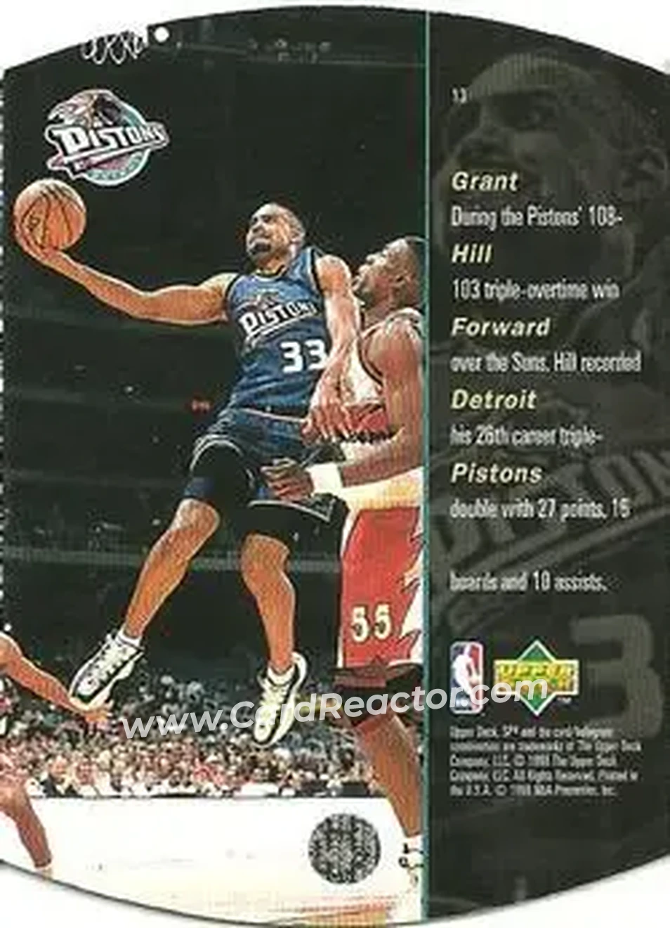 1997-98 SPx Basketball - Silver #13 - Grant Hill - Detroit Pistons - Back