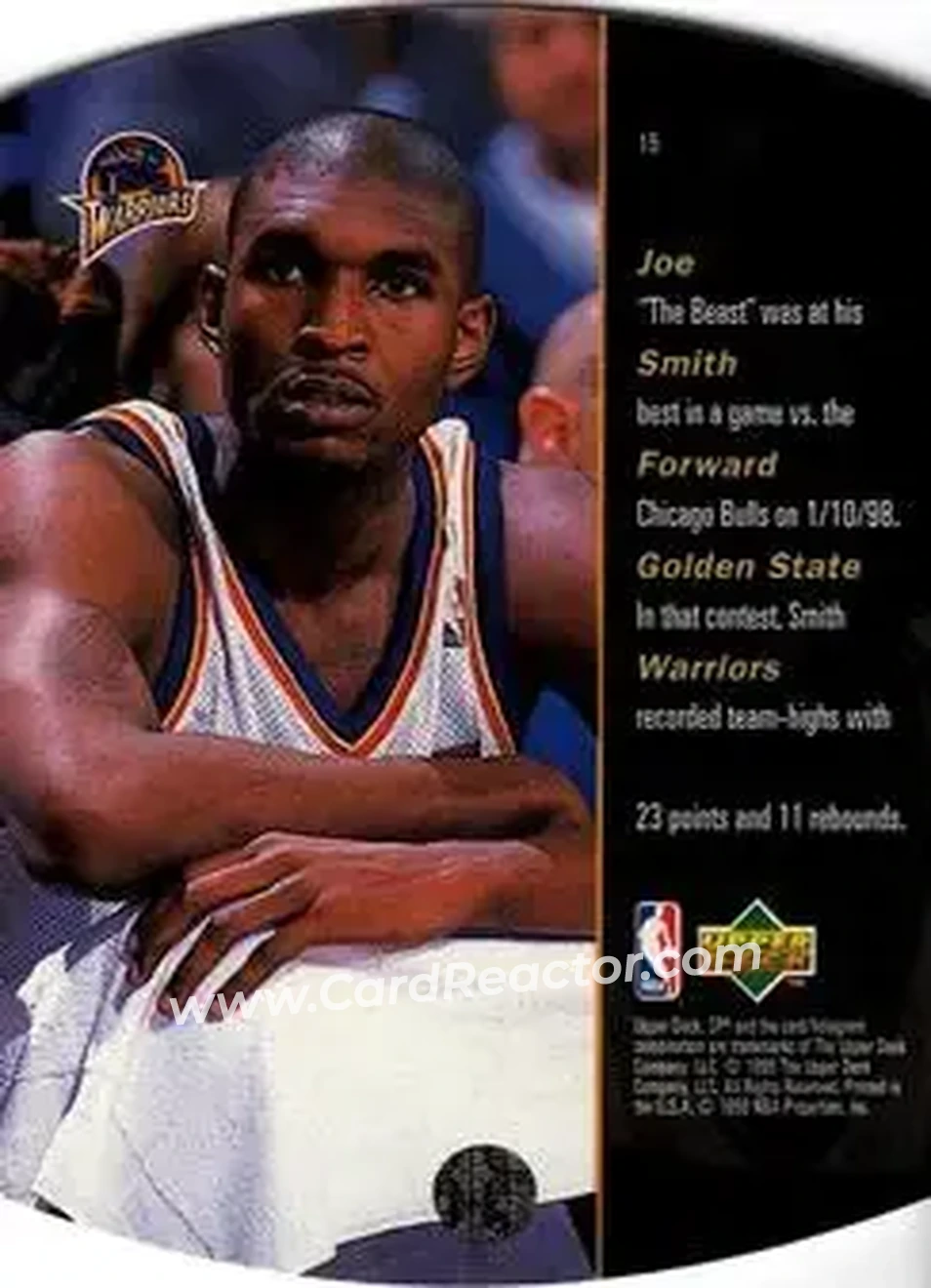 1997-98 SPx Basketball - Silver #15 - Joe Smith - Golden State Warriors - Back