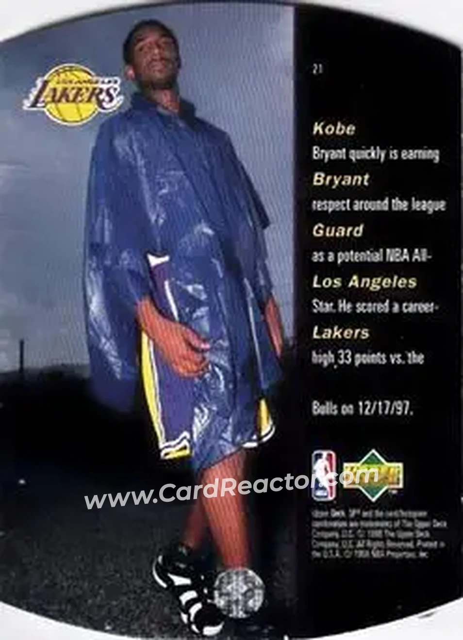 1997-98 SPx Basketball - Silver #21 - Kobe Bryant - Los Angeles Lakers - Back