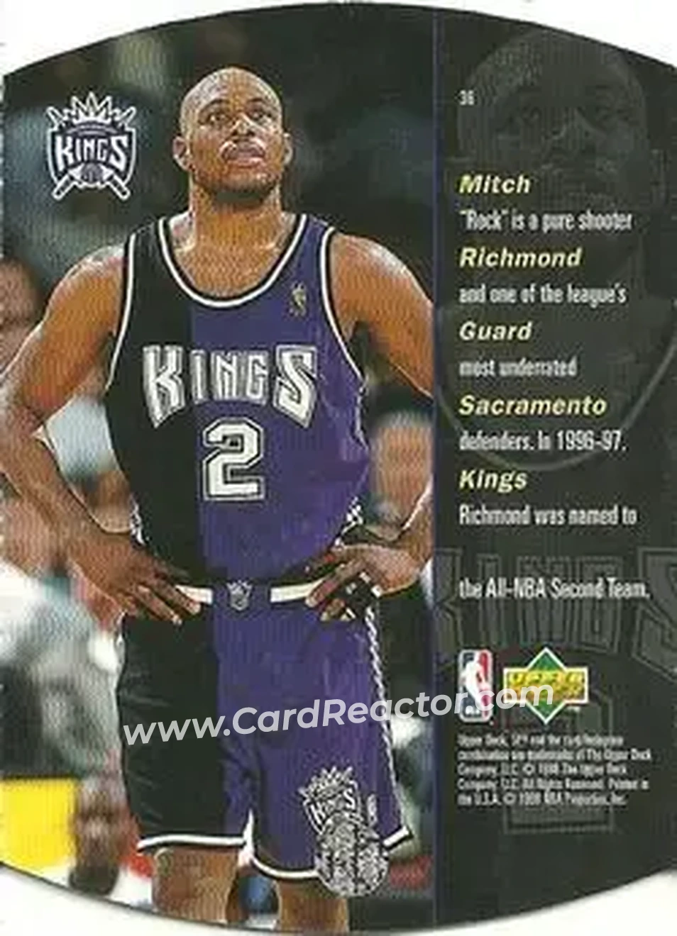 1997-98 SPx Basketball - Silver #36 - Mitch Richmond - Sacramento Kings - Back
