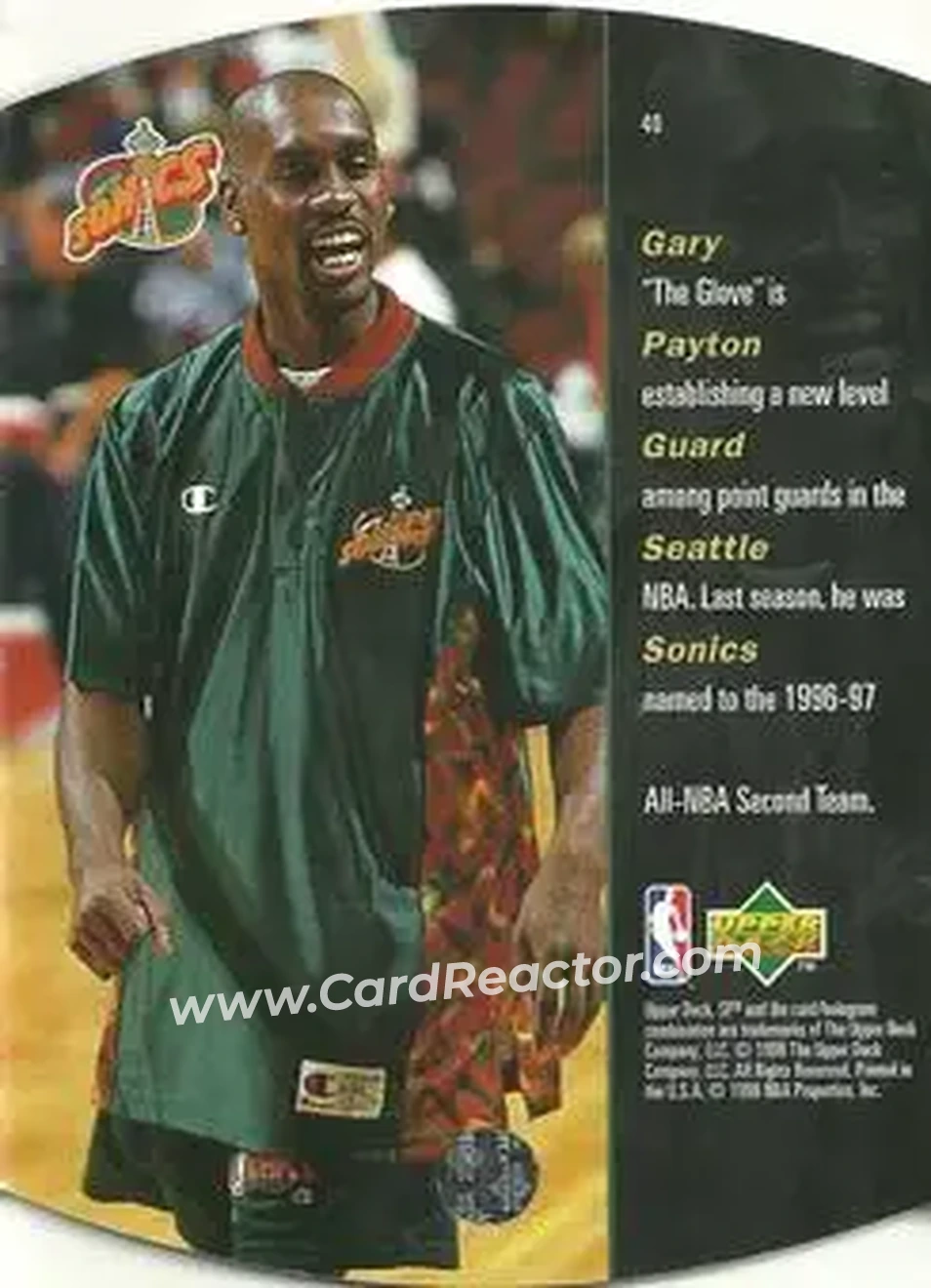 1997-98 SPx Basketball - Silver #40 - Gary Payton - Seattle SuperSonics - Back