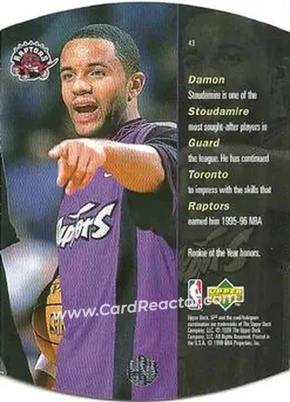 1997-98 SPx Basketball - Silver #43 - Damon Stoudamire - Toronto Raptors - Back
