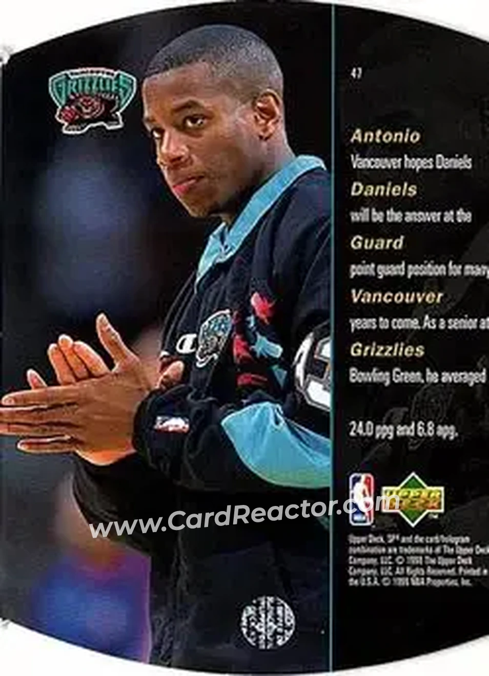 1997-98 SPx Basketball - Silver #47 - Antonio Daniels - Vancouver Grizzlies - Back