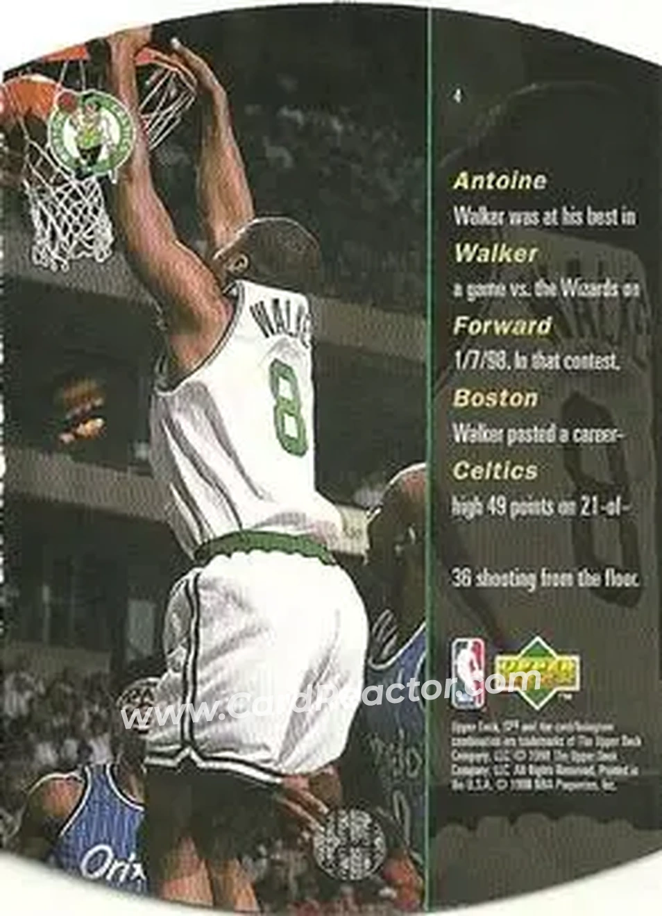 1997-98 SPx Basketball - Sky #4 - Antoine Walker - Boston Celtics - Back