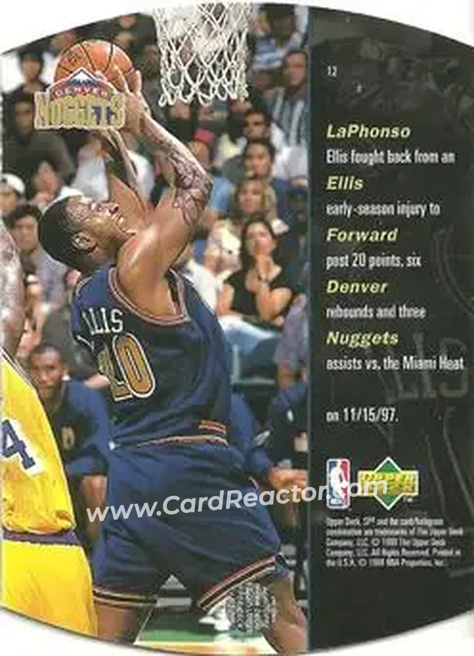 1997-98 SPx Basketball - Sky #12 - LaPhonso Ellis - Denver Nuggets - Back