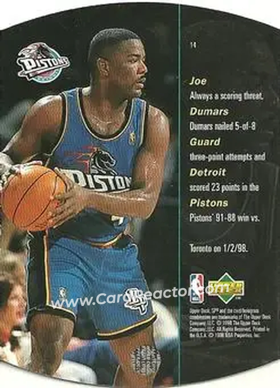 1997-98 SPx Basketball - Sky #14 - Joe Dumars - Detroit Pistons - Back