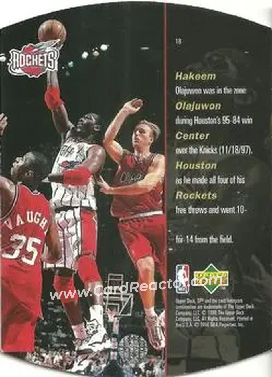 1997-98 SPx Basketball - Sky #18 - Hakeem Olajuwon - Houston Rockets - Back