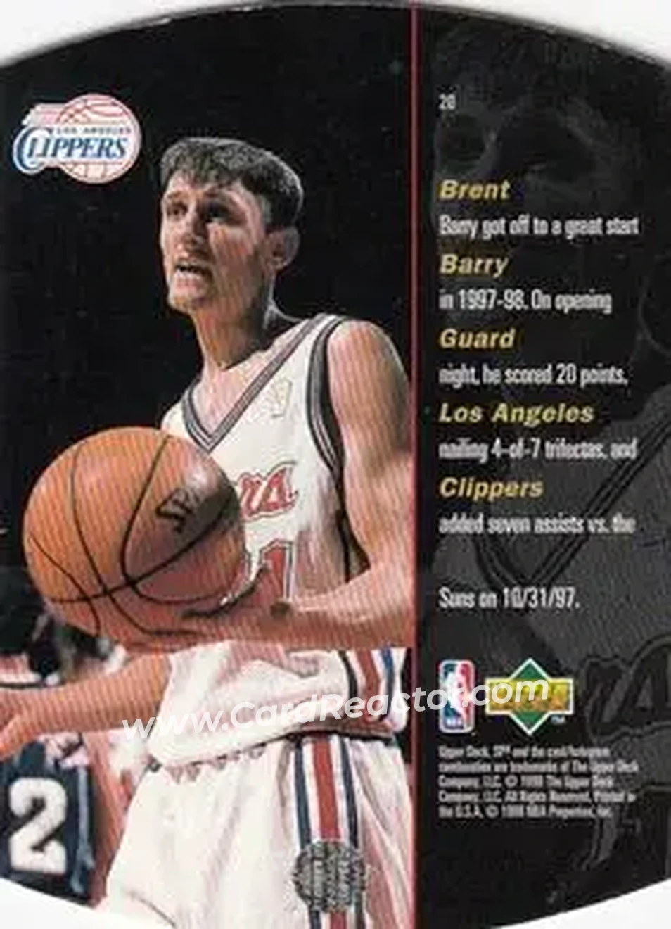 1997-98 SPx Basketball - Sky #20 - Brent Barry - Los Angeles Clippers - Back