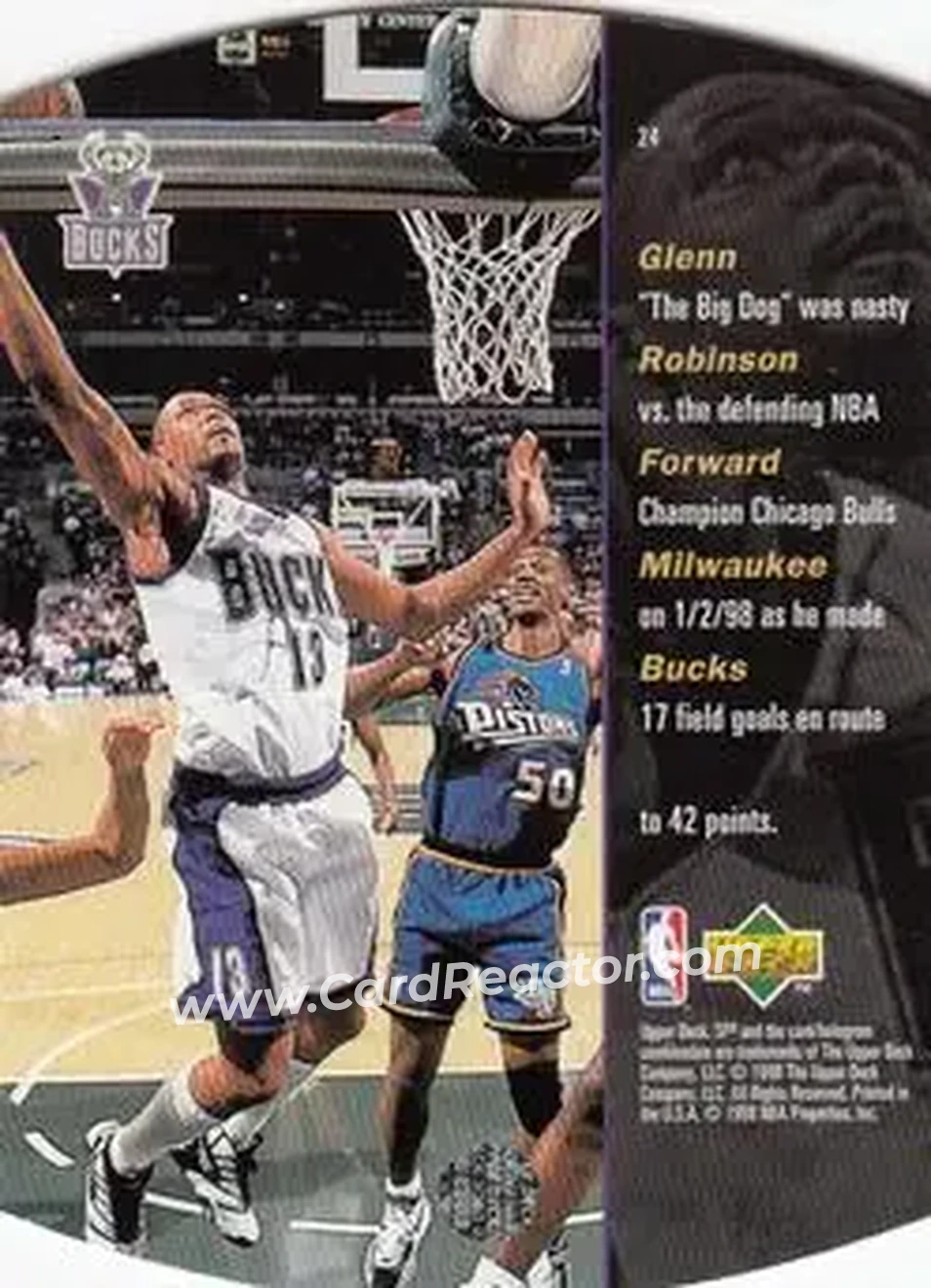 1997-98 SPx Basketball - Sky #24 - Glenn Robinson - Milwaukee Bucks - Back