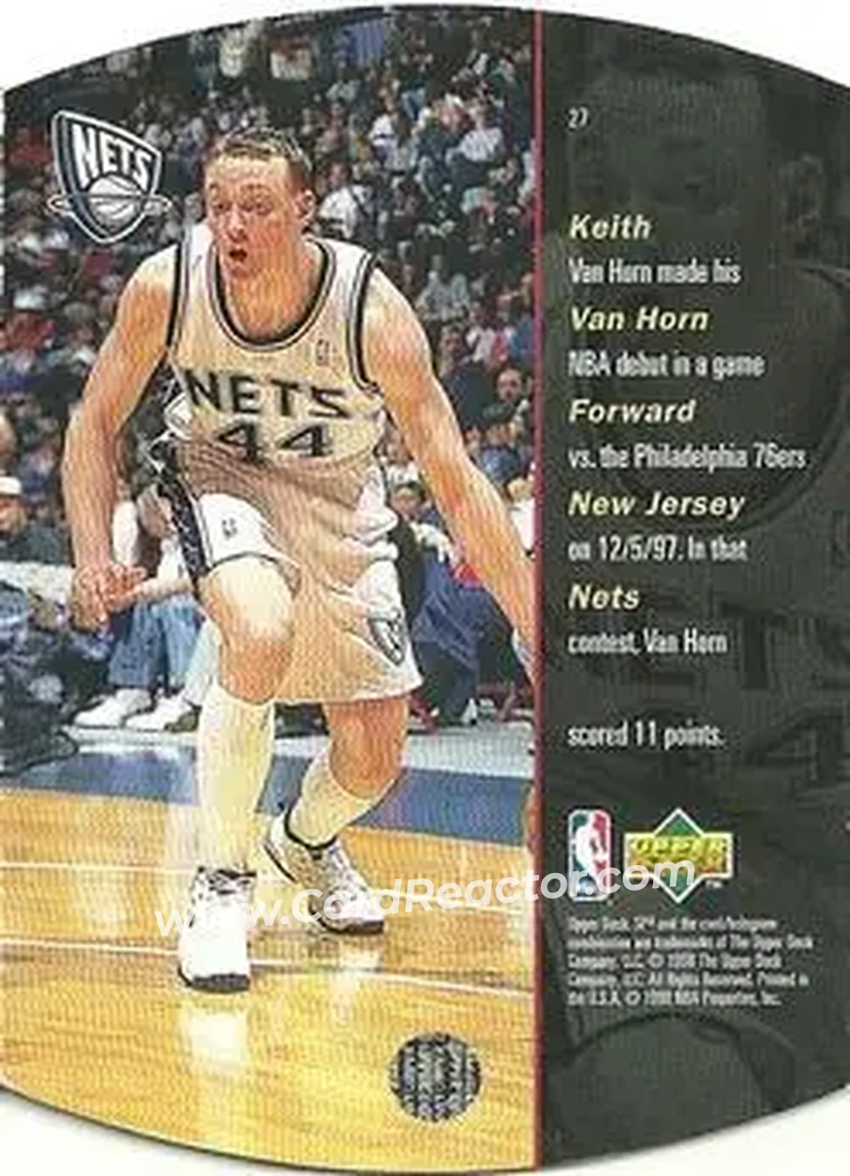 1997-98 SPx Basketball - Sky #27 - Keith Van Horn - New Jersey Nets - Back