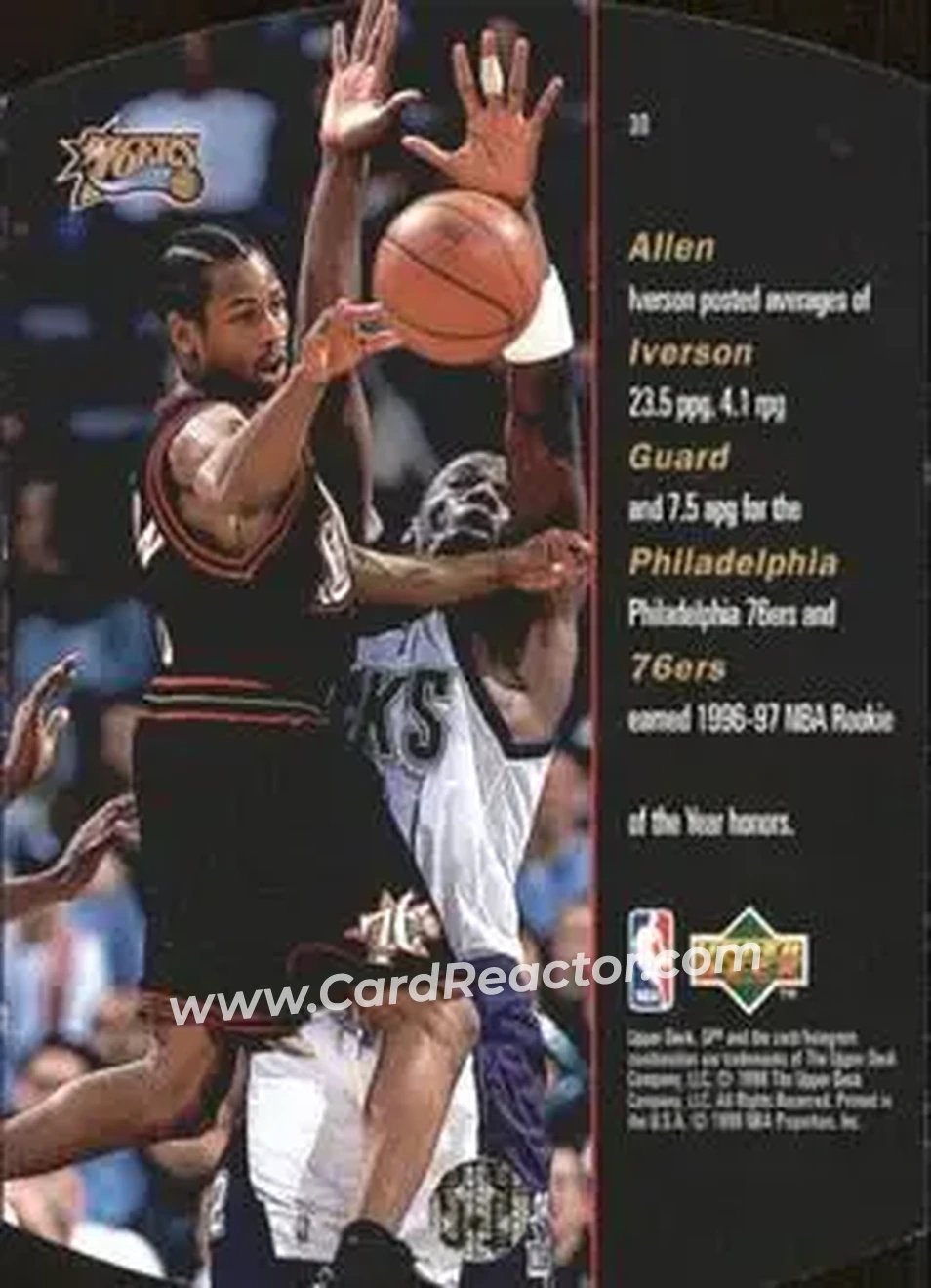 1997-98 SPx Basketball - Sky #30 - Allen Iverson - Philadelphia 76ers - Back
