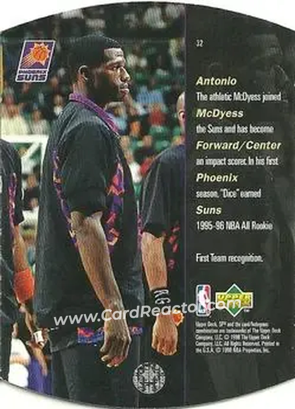 1997-98 SPx Basketball - Sky #32 - Antonio McDyess - Phoenix Suns - Back