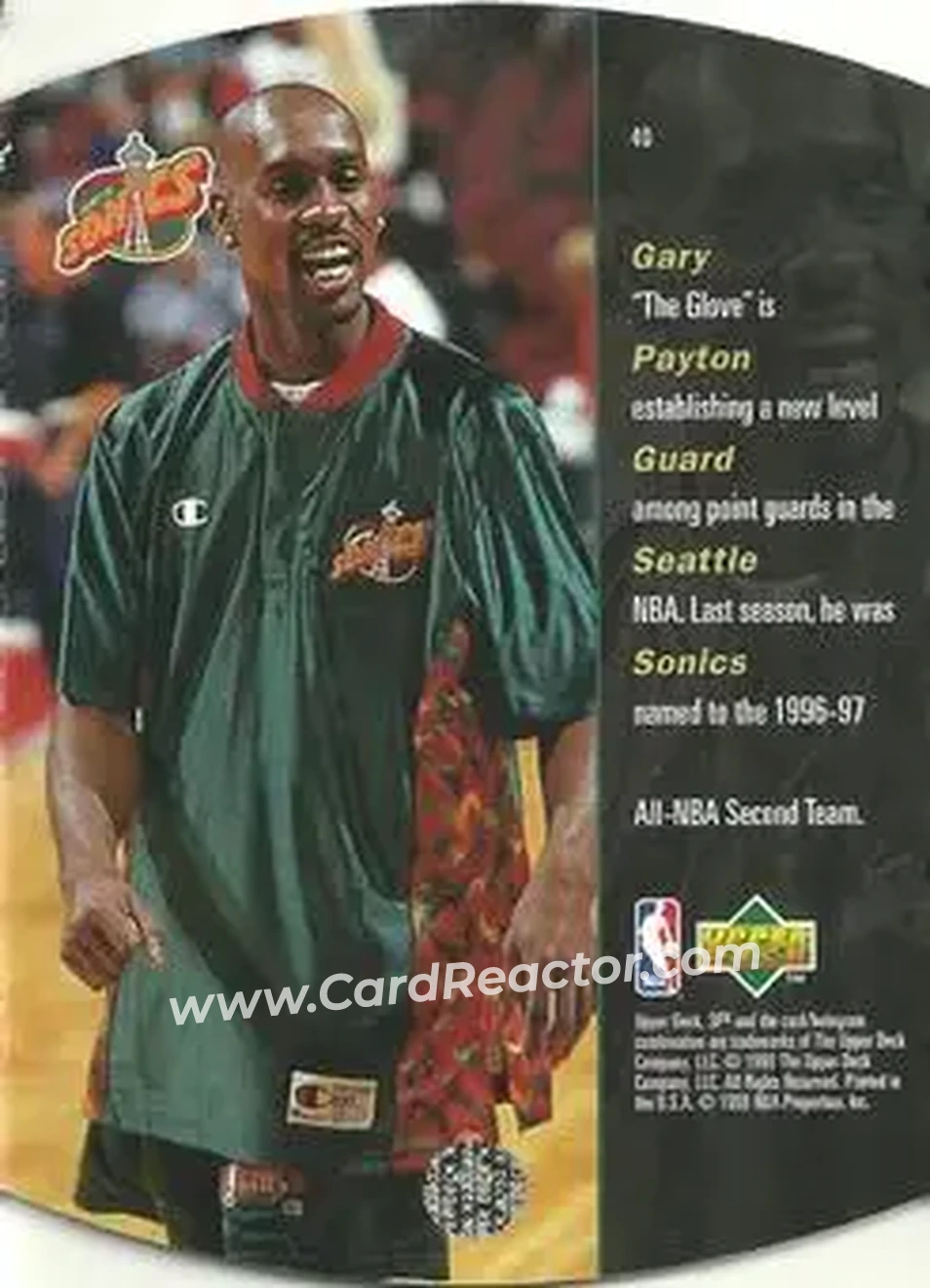 1997-98 SPx Basketball - Sky #40 - Gary Payton - Seattle SuperSonics - Back
