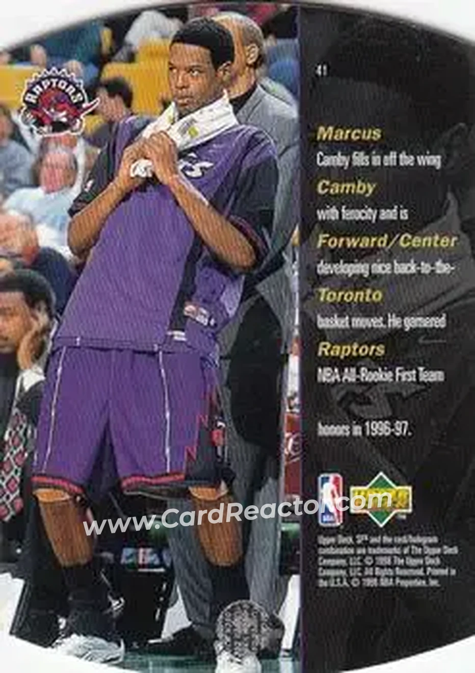 1997-98 SPx Basketball - Sky #41 - Marcus Camby - Toronto Raptors - Back