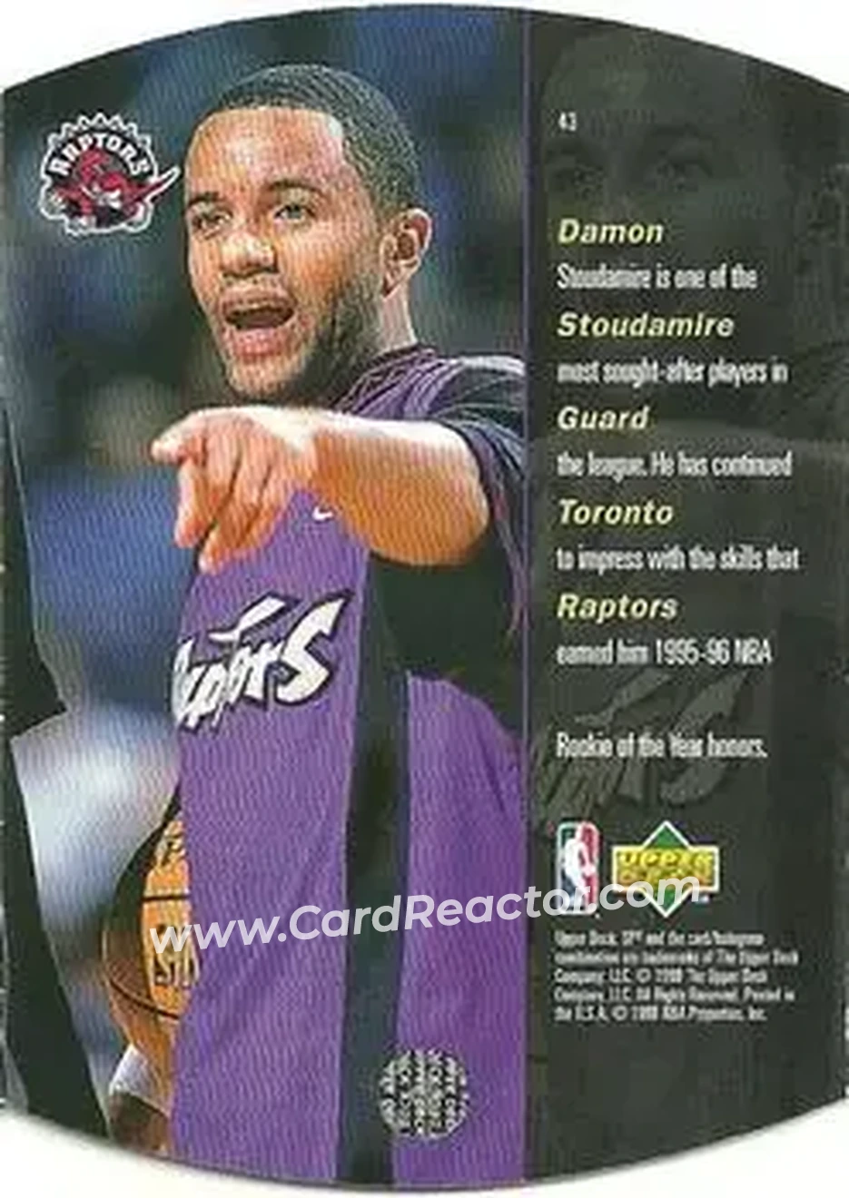 1997-98 SPx Basketball - Sky #43 - Damon Stoudamire - Toronto Raptors - Back