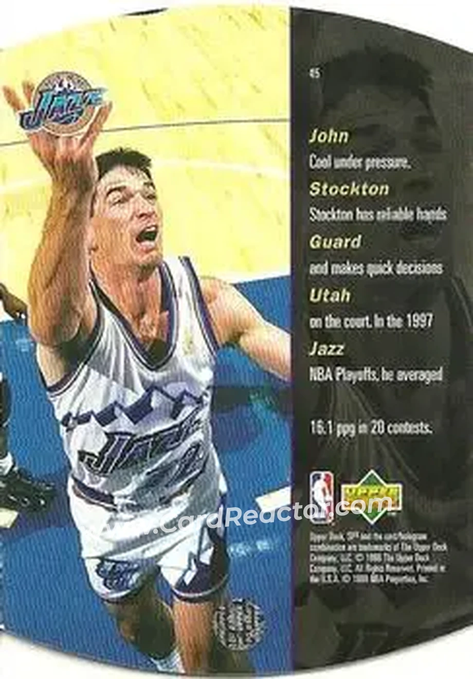 1997-98 SPx Basketball - Sky #45 - John Stockton - Utah Jazz - Back