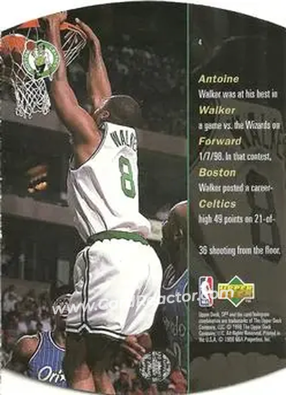 1997-98 SPx Basketball - Bronze #4 - Antoine Walker - Boston Celtics - Back
