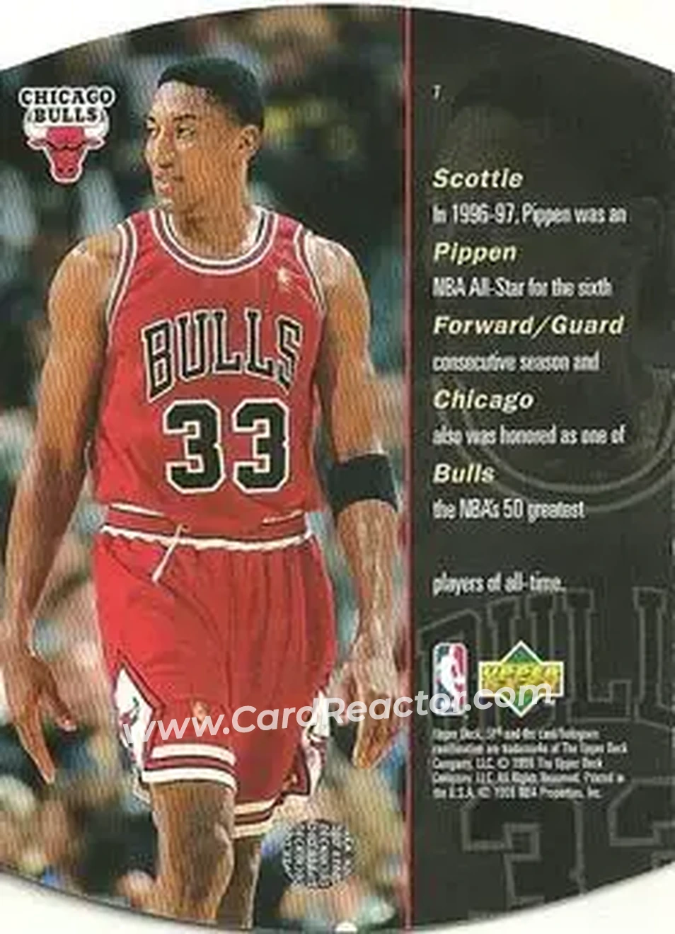1997-98 SPx Basketball - Bronze #7 - Scottie Pippen - Chicago Bulls - Back