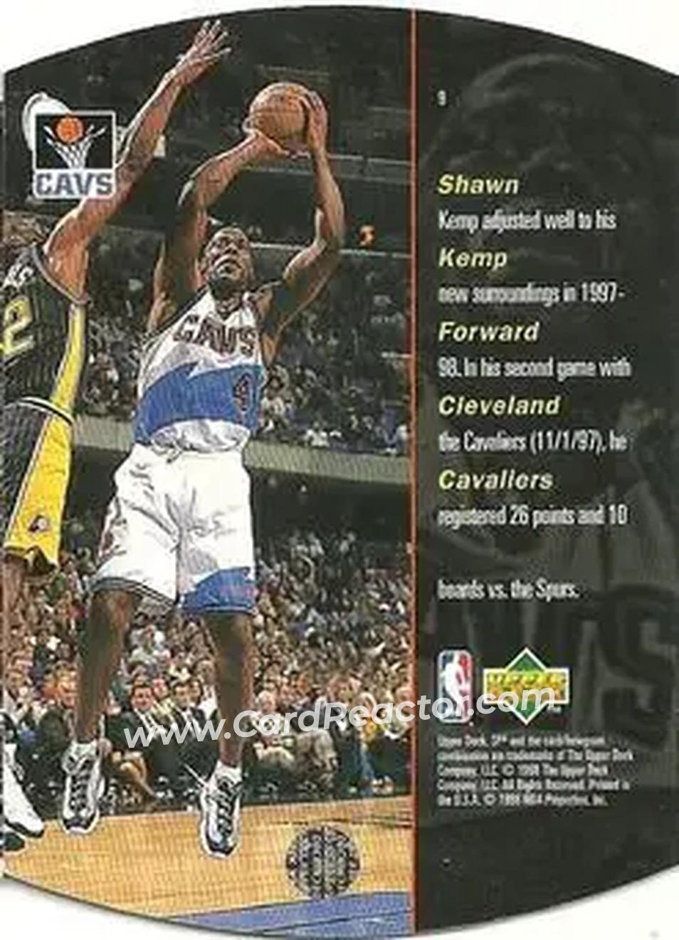 1997-98 SPx Basketball - Bronze #9 - Shawn Kemp - Cleveland Cavaliers - Back