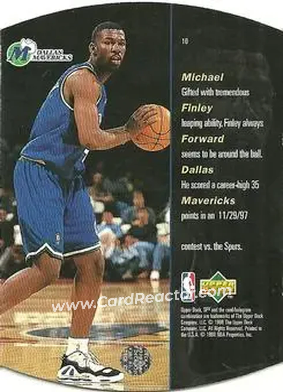 1997-98 SPx Basketball - Bronze #10 - Michael Finley - Dallas Mavericks - Back