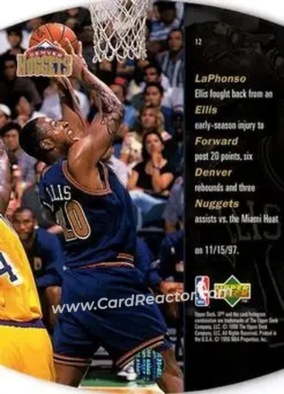 1997-98 SPx Basketball - Bronze #12 - LaPhonso Ellis - Denver Nuggets - Back