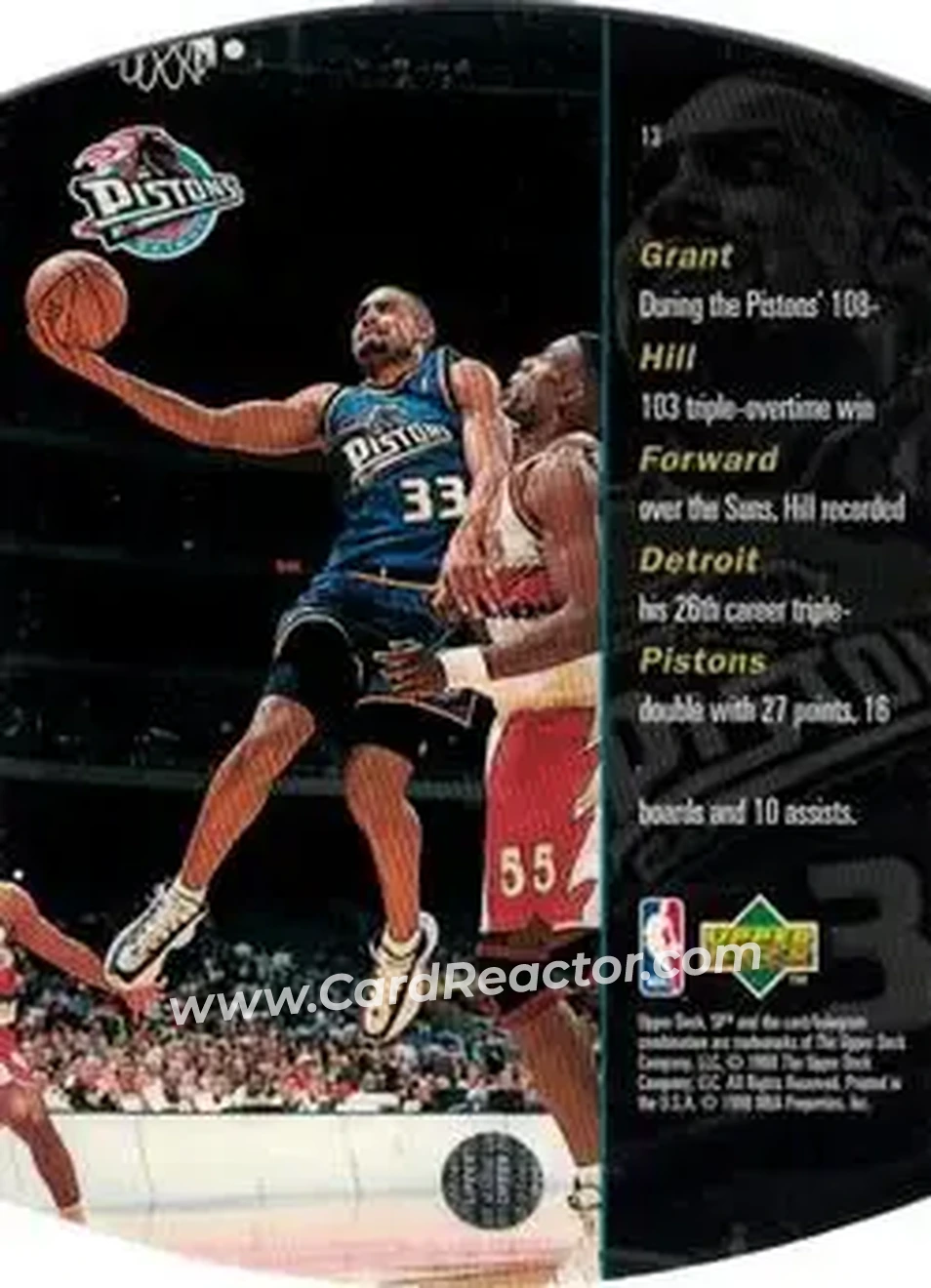 1997-98 SPx Basketball - Bronze #13 - Grant Hill - Detroit Pistons - Back