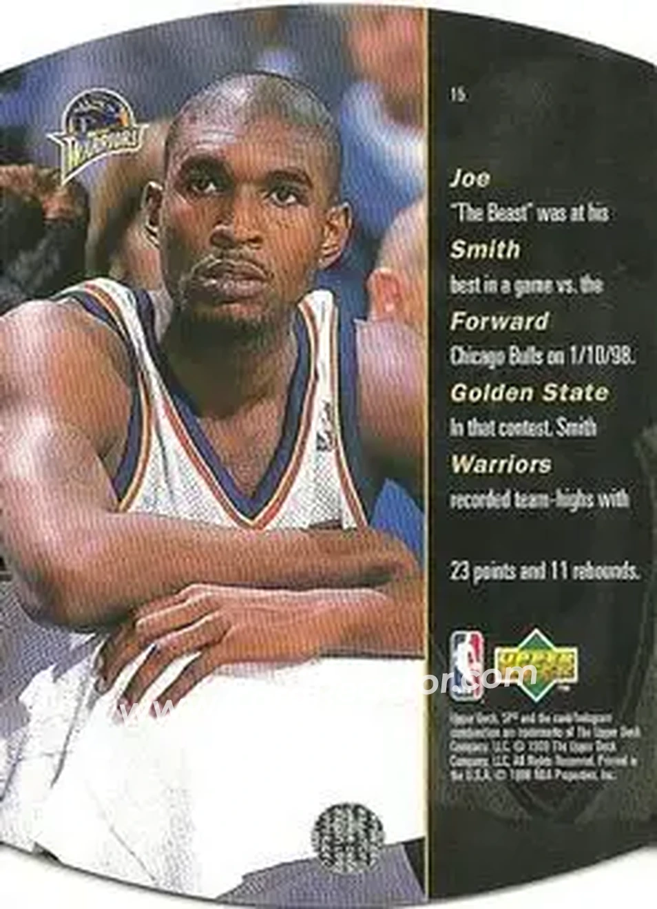 1997-98 SPx Basketball - Bronze #15 - Joe Smith - Golden State Warriors - Back